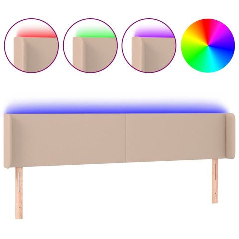 ZAGŁÓWEK DO ŁÓŻKA Z LED, CAPPUCCINO, 183X16X78/88 CM, EKOSKÓRA