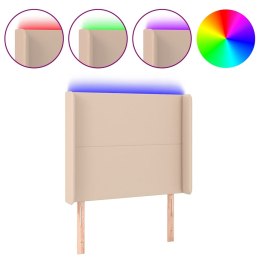VidaXL Zagłówek do łóżka z LED, cappuccino, 93x16x118/128 cm, ekoskóra