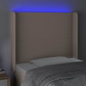 VidaXL Zagłówek do łóżka z LED, cappuccino, 93x16x118/128 cm, ekoskóra