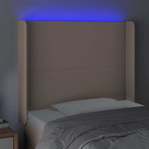 VidaXL Zagłówek do łóżka z LED, cappuccino, 93x16x118/128 cm, ekoskóra