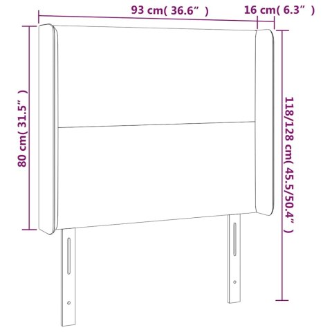 VidaXL Zagłówek do łóżka z LED, cappuccino, 93x16x118/128 cm, ekoskóra