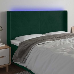 ZAGŁÓWEK DO ŁÓŻKA Z LED, CIEMNOZIELONY 183X16X118/128CM AKSAMIT