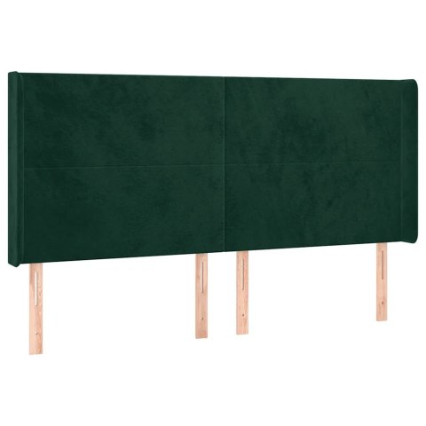ZAGŁÓWEK DO ŁÓŻKA Z LED, CIEMNOZIELONY 183X16X118/128CM AKSAMIT