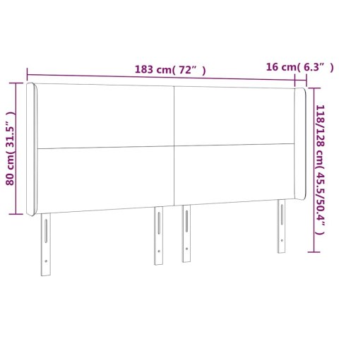 ZAGŁÓWEK DO ŁÓŻKA Z LED, CIEMNOZIELONY 183X16X118/128CM AKSAMIT