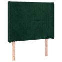VidaXL Zagłówek do łóżka z LED, ciemnozielony 93x16x118/128 cm aksamit