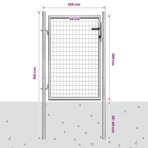 BRAMA OGRODOWA OCYNKOWANA STAL 100X100CM SREBRNA