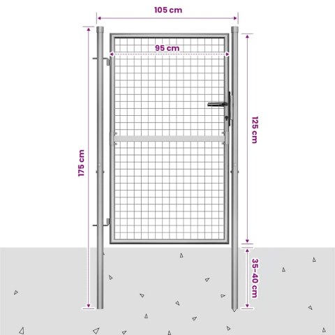 BRAMA OGRODOWA OCYNKOWANA STAL 100X125CM SREBRNA