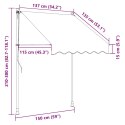 RĘCZNIE ZWIJANA MARKIZA Z LED 150CM BIAŁO-POMARAŃCZOWA