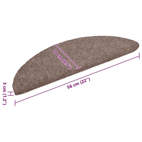 SAMOPRZYLEPNE NAKŁADKI NA SCHODY 10 SZT. BRĄZOWE 56X17X3CM