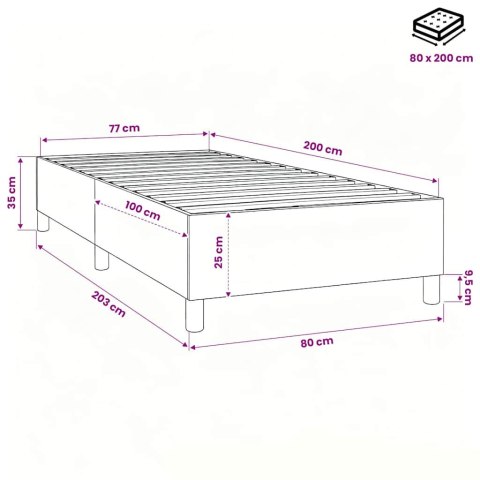 ŁÓŻKO KONTYNENTALNE CIEMNOSZARE 80X200CM TKANINA