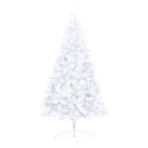 CHOINKA Z LAMPKAMI I BOMBKAMI, POŁÓWKA, BIAŁA, 150 CM