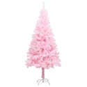 SZTUCZNA CHOINKA Z LAMPKAMI I BOMBKAMI, RÓŻOWA, 120 CM, PVC