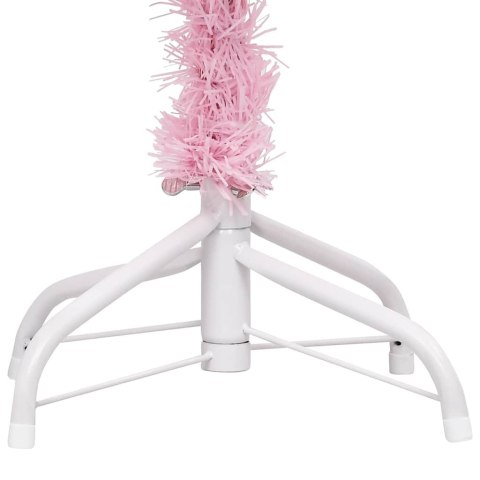 SZTUCZNA CHOINKA Z LAMPKAMI I BOMBKAMI, RÓŻOWA, 120 CM, PVC