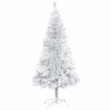 SZTUCZNA CHOINKA Z LAMPKAMI I BOMBKAMI SREBRNA 120 CM PET