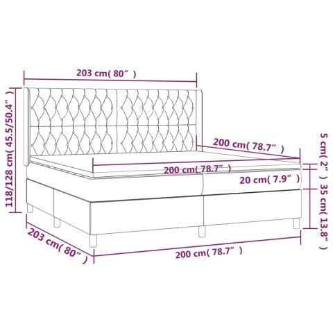 ŁÓŻKO KONTYNENTALNE Z MATERACEM 200X200CM CIEMNOSZARA TKANINA
