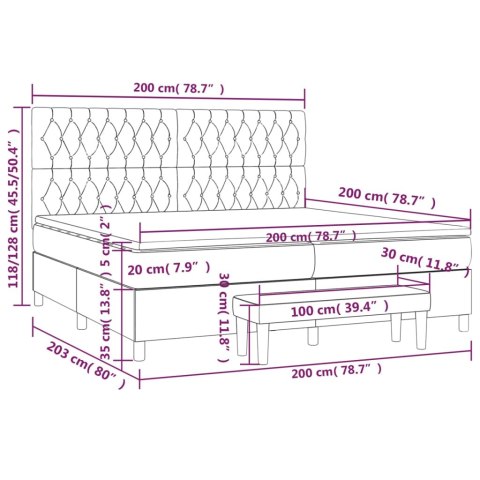 ŁÓŻKO KONTYNENTALNE Z MATERACEM 200X200CM CIEMNOSZARA TKANINA