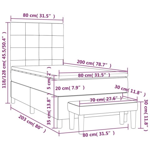 ŁÓŻKO KONTYNENTALNE Z MATERACEM 80X200CM JASNOSZARE TKANINA