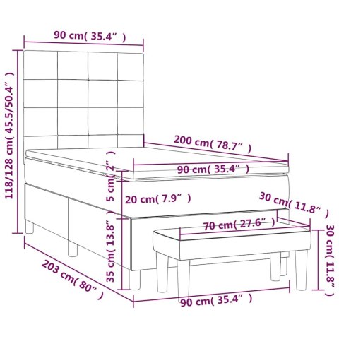 ŁÓŻKO KONTYNENTALNE Z MATERACEM CZARNE TKANINA 90X200CM