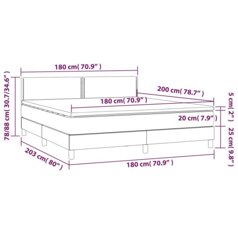 ŁÓŻKO KONTYNENTALNE Z MATERACEM CIEMNOSZARA TKANINA 180X200CM