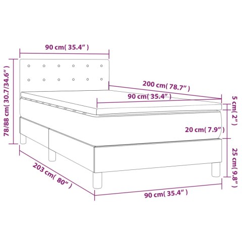 ŁÓŻKO KONTYNENTALNE Z MATERACEM CZARNE EKOSKÓRA 90X200CM