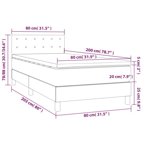 ŁÓŻKO KONTYNENTALNE Z MATERACEM CZARNE TKANINA 80X200CM