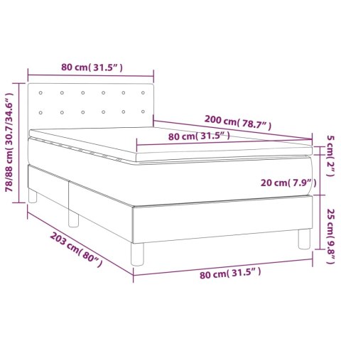 ŁÓŻKO KONTYNENTALNE Z MATERACEM JASNOSZARE TKANINA 80X200CM