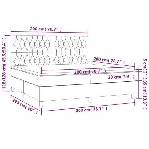 ŁÓŻKO KONTYNENTALNE Z MATERACEM 200X200CM CIEMNOSZARA TKANINA