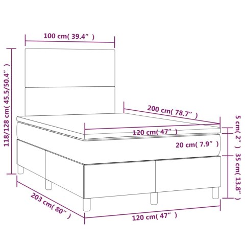 ŁÓŻKO KONTYNENTALNE Z MATERACEM 120X200CM CZARNE AKSAMIT