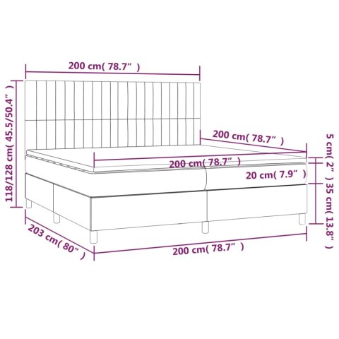 ŁÓŻKO KONTYNENTALNE Z MATERACEM 200X200CM CZARNE AKSAMIT