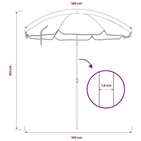 PARASOL OGRODOWY NA STALOWYM SŁUPKU ANTRACYTOWY 180CM