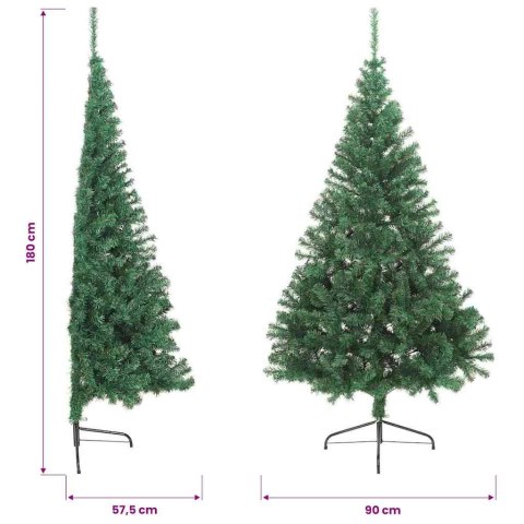 SZTUCZNA CHOINKA ZE STOJAKIEM POŁÓWKA ZIELONA 180CM PVC
