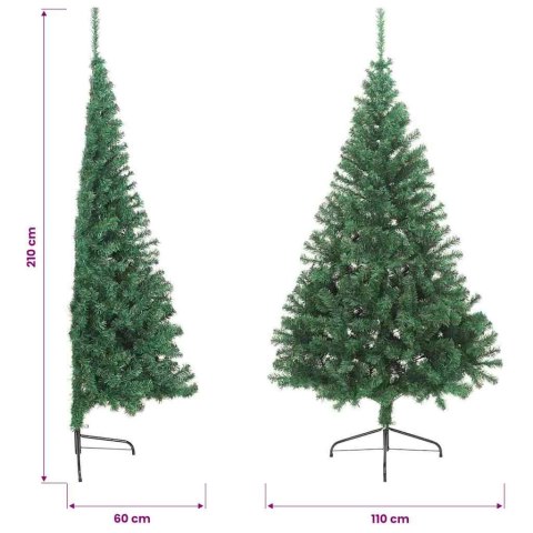 SZTUCZNA CHOINKA ZE STOJAKIEM POŁÓWKA ZIELONA 210CM PVC