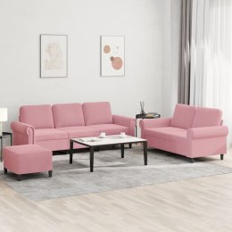 3-CZĘŚCIOWY KOMPLET WYPOCZYNKOWY, OBITY AKSAMITEM, RÓŻOWY
