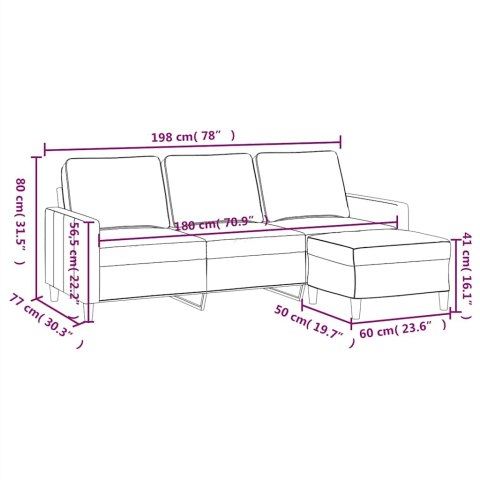 3-OSOBOWA SOFA Z PODNÓŻKIEM, ŻÓŁTA, 180 CM, AKSAMIT
