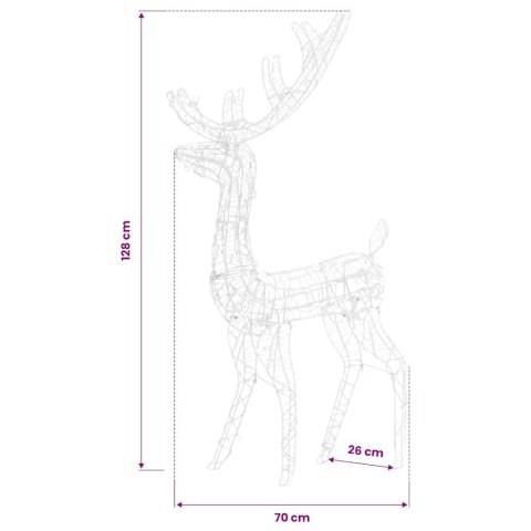 VidaXL Akrylowe renifery ozdobne, 2 szt., 128 cm, kolorowe