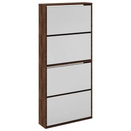 SZAFKA NA BUTY Z LUSTREM 4-POZIOMY BRĄZOWY DĄB 63X17X134 CM