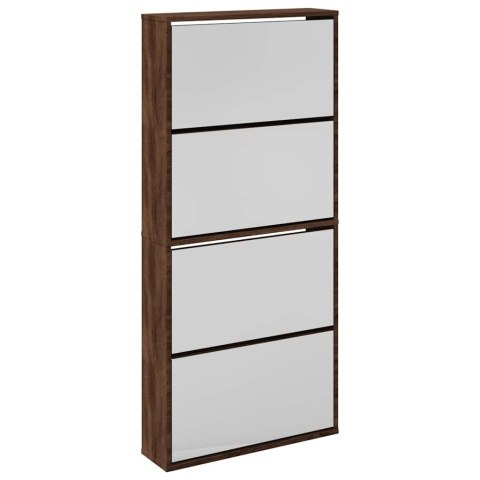 SZAFKA NA BUTY Z LUSTREM 4-POZIOMY BRĄZOWY DĄB 63X17X134 CM