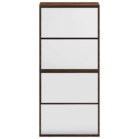 SZAFKA NA BUTY Z LUSTREM 4-POZIOMY BRĄZOWY DĄB 63X17X134 CM