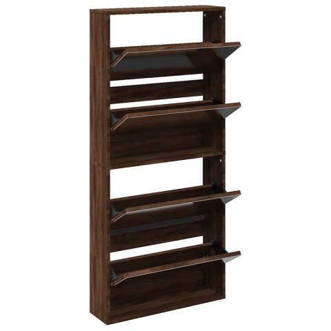 SZAFKA NA BUTY Z LUSTREM 4-POZIOMY BRĄZOWY DĄB 63X17X134 CM
