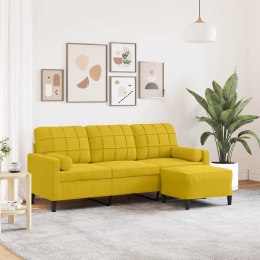 3-OSOBOWA SOFA Z PODNÓŻKIEM, ŻÓŁTA, 180 CM, AKSAMIT