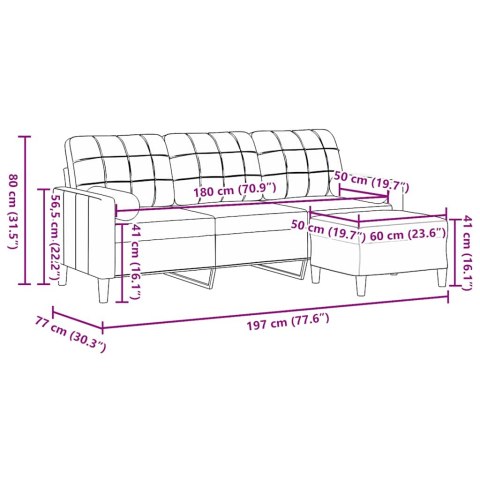 3-OSOBOWA SOFA Z PODNÓŻKIEM, ŻÓŁTA, 180 CM, AKSAMIT