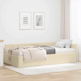 VidaXL Rama Łóżka Narożnego z Materacem 2 szt. Kremowy 90 x 200 cm