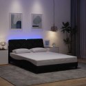 RAMA ŁÓŻKA Z LED BEZ MATERACA CZARNA 120X200 CM TKANINA