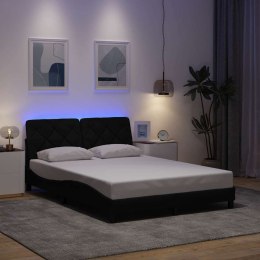 RAMA ŁÓŻKA Z LED BEZ MATERACA CZARNA 120X200 CM TKANINA