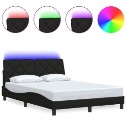 RAMA ŁÓŻKA Z LED BEZ MATERACA CZARNA 120X200 CM TKANINA