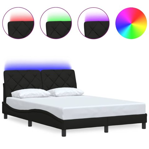 RAMA ŁÓŻKA Z LED BEZ MATERACA CZARNA 120X200 CM TKANINA
