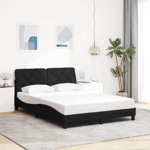 RAMA ŁÓŻKA Z LED BEZ MATERACA CZARNA 120X200 CM TKANINA