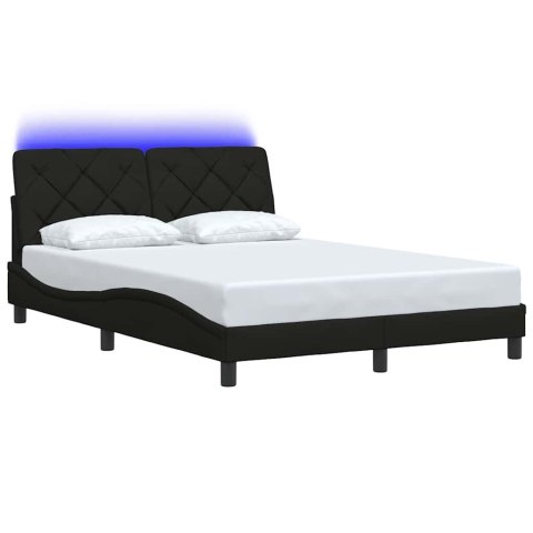 RAMA ŁÓŻKA Z LED BEZ MATERACA CZARNA 120X200 CM TKANINA