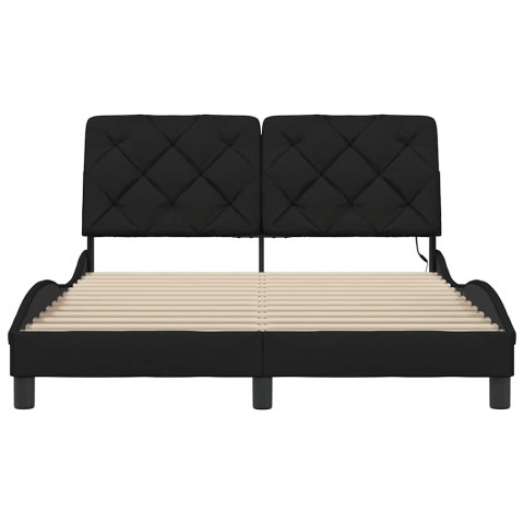 VidaXL Rama łóżka z LED bez materaca Czarna 140x190 cm tkanina