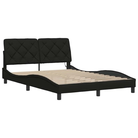 VidaXL Rama łóżka z LED bez materaca Czarna 140x190 cm tkanina